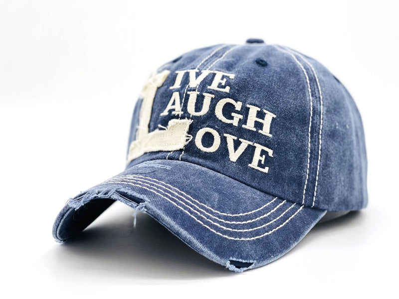 "Live Laugh Love" DISTRESSED BASEBALL CAP WHOLESALE BY DOZEN(12PCS)