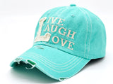 "Live Laugh Love" DISTRESSED BASEBALL CAP WHOLESALE BY DOZEN(12PCS)