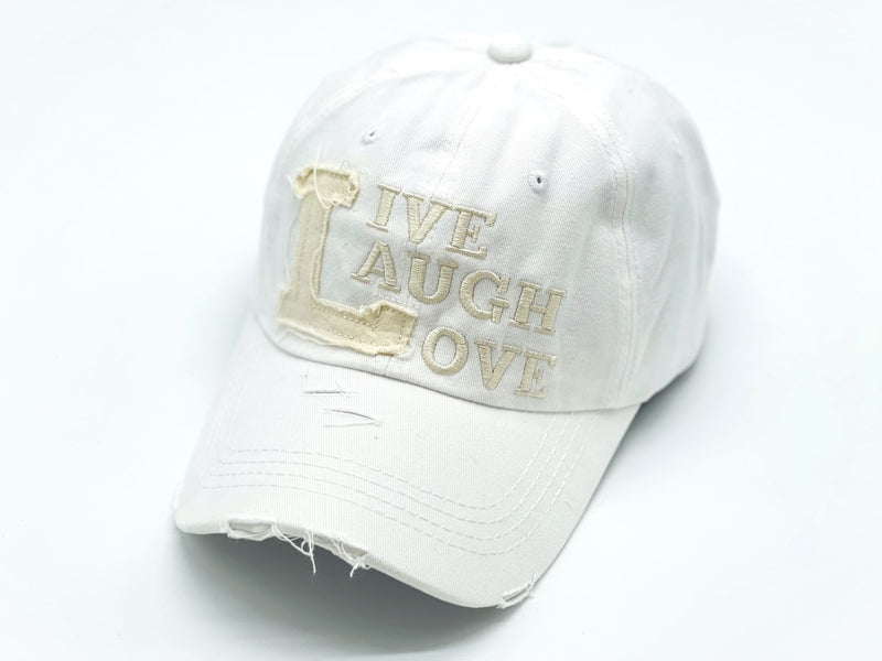 "Live Laugh Love" DISTRESSED BASEBALL CAP WHOLESALE BY DOZEN(12PCS)