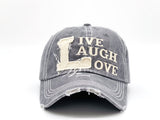 "Live Laugh Love" DISTRESSED BASEBALL CAP WHOLESALE BY DOZEN(12PCS)