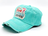 "It's Five O'clock Somewhere" DISTRESSED BASEBALL CAP WHOLESALE BY DOZEN(12PCS)