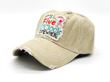 "It's Five O'clock Somewhere" DISTRESSED BASEBALL CAP WHOLESALE BY DOZEN(12PCS)