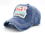 "It's Five O'clock Somewhere" DISTRESSED BASEBALL CAP WHOLESALE BY DOZEN(12PCS)