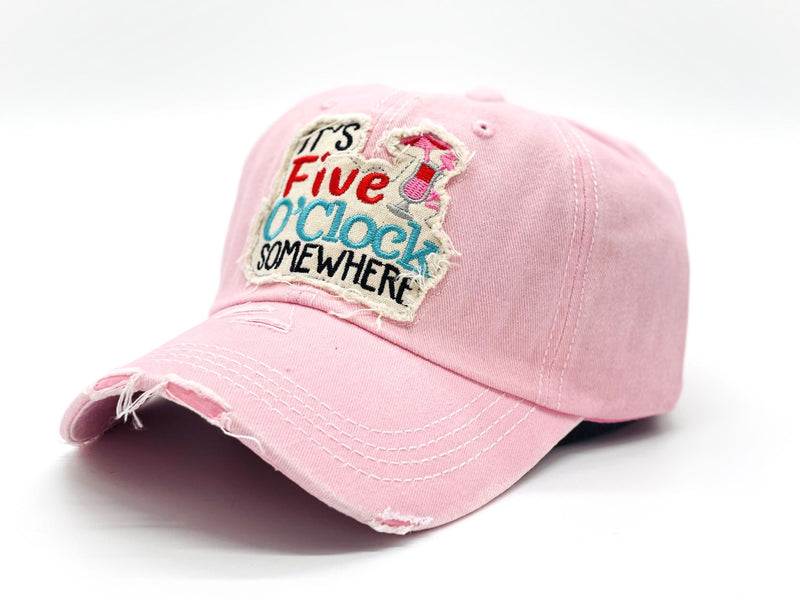 "It's Five O'clock Somewhere" DISTRESSED BASEBALL CAP WHOLESALE BY DOZEN(12PCS)