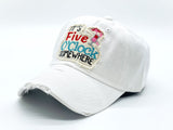 "It's Five O'clock Somewhere" DISTRESSED BASEBALL CAP WHOLESALE BY DOZEN(12PCS)