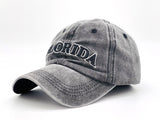 "Florida" DISTRESSED BASEBALL CAP WHOLESALE BY DOZEN(12PCS)