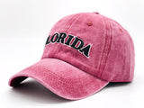 "Florida" DISTRESSED BASEBALL CAP WHOLESALE BY DOZEN(12PCS)