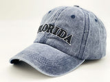 "Florida" DISTRESSED BASEBALL CAP WHOLESALE BY DOZEN(12PCS)