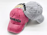 "Florida" DISTRESSED BASEBALL CAP WHOLESALE BY DOZEN(12PCS)