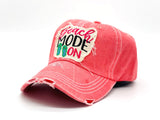 "Beach Mode On" DISTRESSED BASEBALL CAP WHOLESALE BY DOZEN(12PCS)