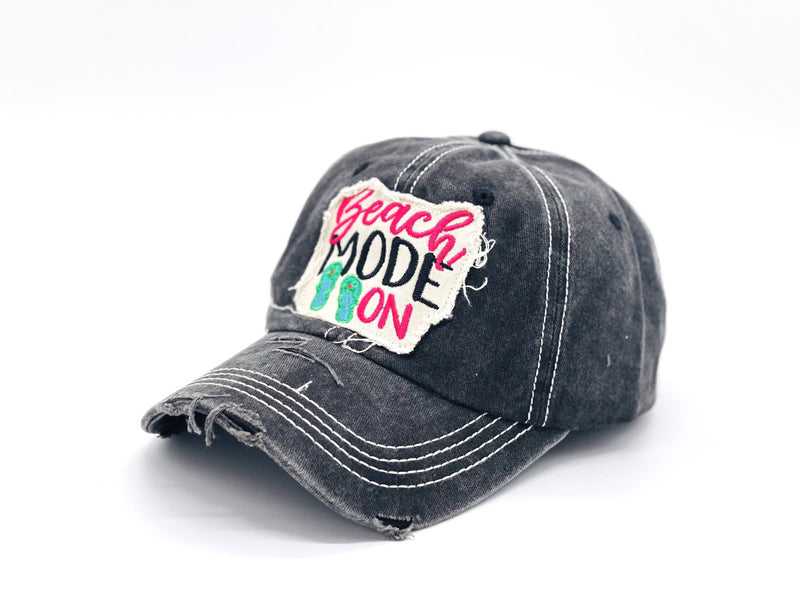 "Beach Mode On" DISTRESSED BASEBALL CAP WHOLESALE BY DOZEN(12PCS)