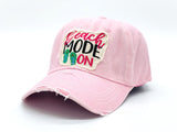 "Beach Mode On" DISTRESSED BASEBALL CAP WHOLESALE BY DOZEN(12PCS)