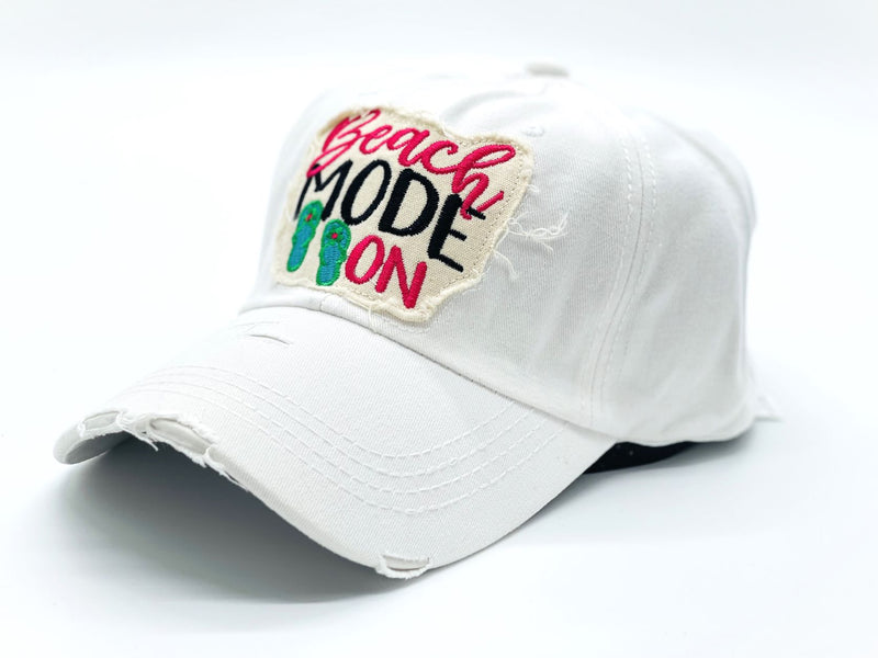 "Beach Mode On" DISTRESSED BASEBALL CAP WHOLESALE BY DOZEN(12PCS)