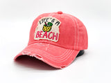 "Life's A Beach" DISTRESSED VINTAGE BASEBALL CAP WHOLESALE BY DOZEN(12PCS)