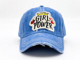 "Girl Power" DISTRESSED BASEBALL CAP WHOLESALE BY DOZEN(12PCS)