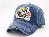 "Girl Power" DISTRESSED BASEBALL CAP WHOLESALE BY DOZEN(12PCS)