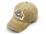 "Girl Power" DISTRESSED BASEBALL CAP WHOLESALE BY DOZEN(12PCS)