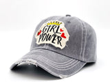 "Girl Power" DISTRESSED BASEBALL CAP WHOLESALE BY DOZEN(12PCS)