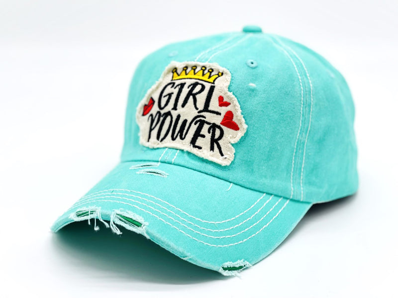 "Girl Power" DISTRESSED BASEBALL CAP WHOLESALE BY DOZEN(12PCS)