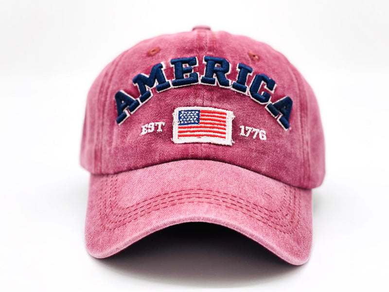 "America" DISTRESSED BASEBALL CAP WHOLESALE BY DOZEN(12PCS)