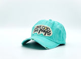 "Love God Love People" DISTRESSED BASEBALL CAP WHOLESALE BY DOZEN(12PCS)