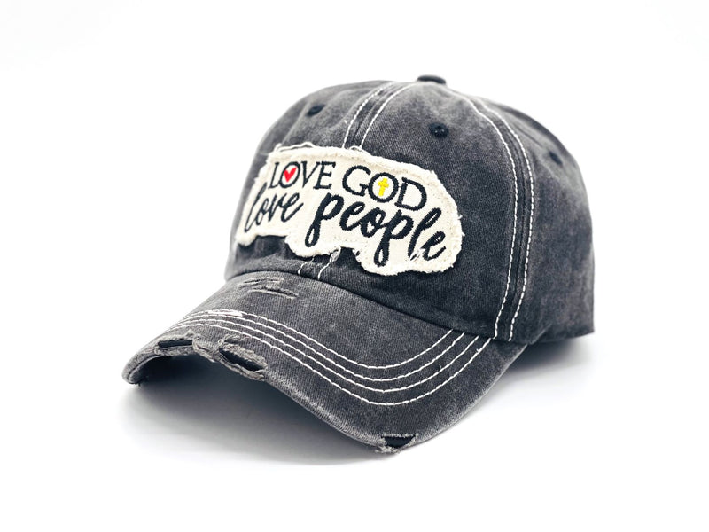 "Love God Love People" DISTRESSED BASEBALL CAP WHOLESALE BY DOZEN(12PCS)