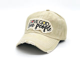 "Love God Love People" DISTRESSED BASEBALL CAP WHOLESALE BY DOZEN(12PCS)