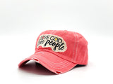 "Love God Love People" DISTRESSED BASEBALL CAP WHOLESALE BY DOZEN(12PCS)