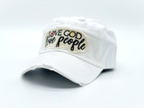 "Love God Love People" DISTRESSED BASEBALL CAP WHOLESALE BY DOZEN(12PCS)