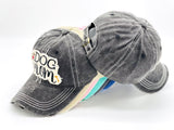 "Dog Mom" DISTRESSED BASEBALL CAP WHOLESALE BY DOZEN(12PCS)