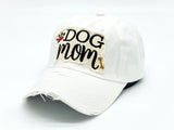 "Dog Mom" DISTRESSED BASEBALL CAP WHOLESALE BY DOZEN(12PCS)