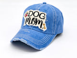 "Dog Mom" DISTRESSED BASEBALL CAP WHOLESALE BY DOZEN(12PCS)