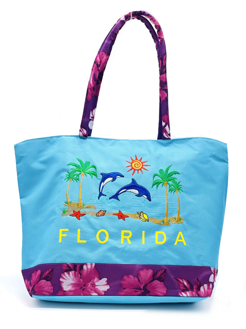 "Florida Dolphin" BEACH BAGS WHOLESALE BY DOZEN(12PCS)