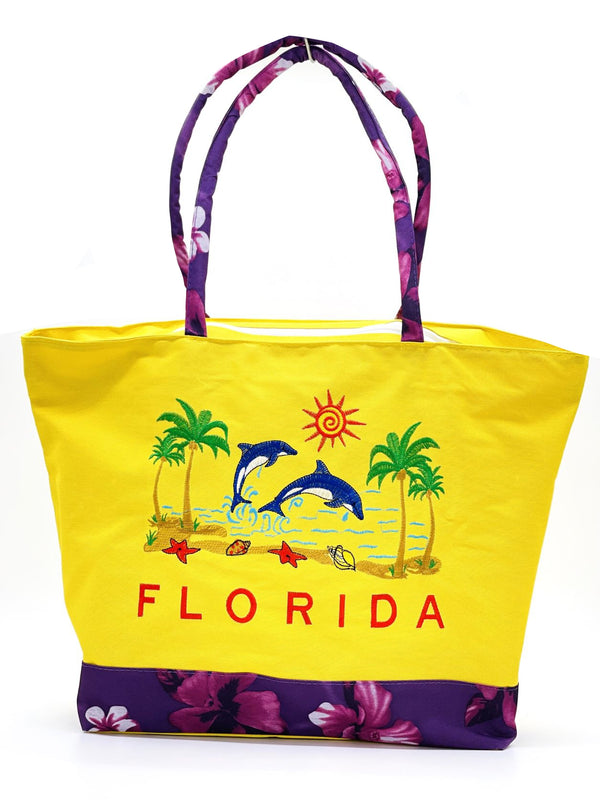 "Florida Dolphin" BEACH BAGS WHOLESALE BY DOZEN(12PCS)