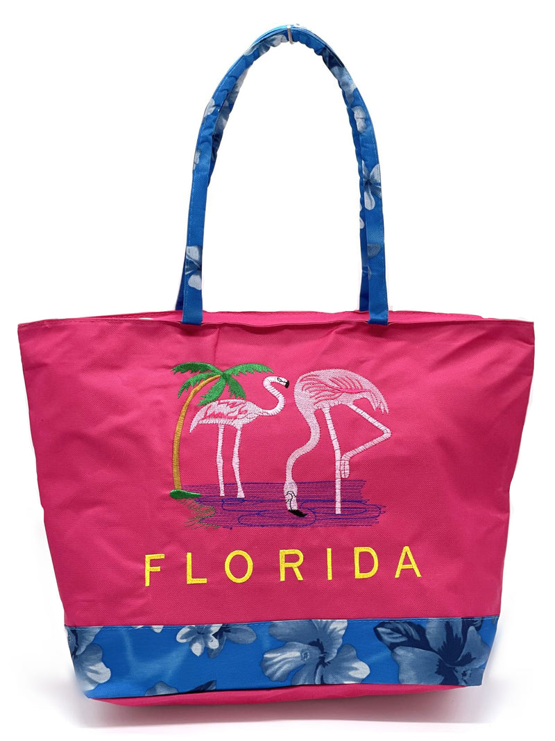 "florida Flamingo" BEACH BAGS WHOLESALE BY DOZEN(12PCS)