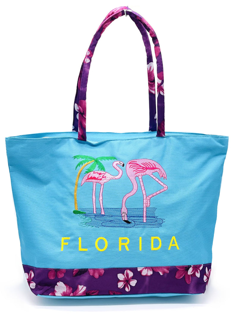 "florida Flamingo" BEACH BAGS WHOLESALE BY DOZEN(12PCS)