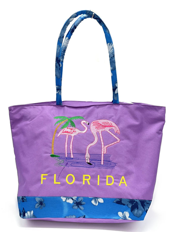 "florida Flamingo" BEACH BAGS WHOLESALE BY DOZEN(12PCS)