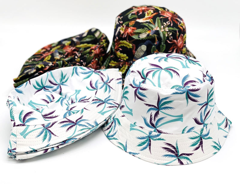 "Flower/Palm Tree" WHOLESALE BUCKET HAT BY DOZEN(12PCS)