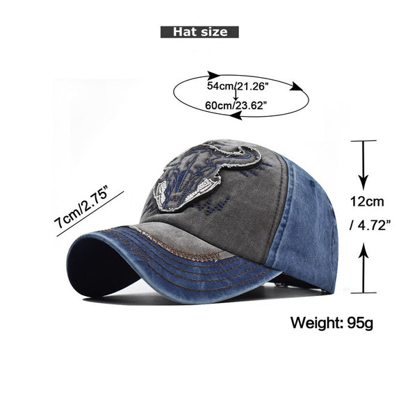 "Bull" DISTRESSED BASEBALL CAP wholesale BY DOZEN(12PCS)