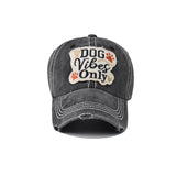 "DOG Vibes Only" DISTRESSED BASEBALL CAP Wholesale BY DOZEN(12PCS)