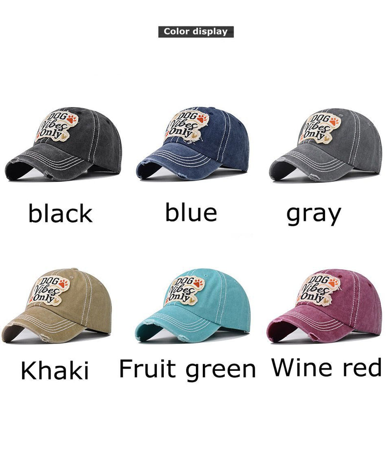 "DOG Vibes Only" DISTRESSED BASEBALL CAP Wholesale BY DOZEN(12PCS)