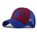 "Double color Route 66" Vented BASEBALL CAP wholesale BY DOZEN(12PCS)