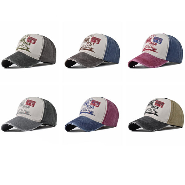 "Beach" DISTRESSED BASEBALL CAP wholesale BY DOZEN(12PCS)