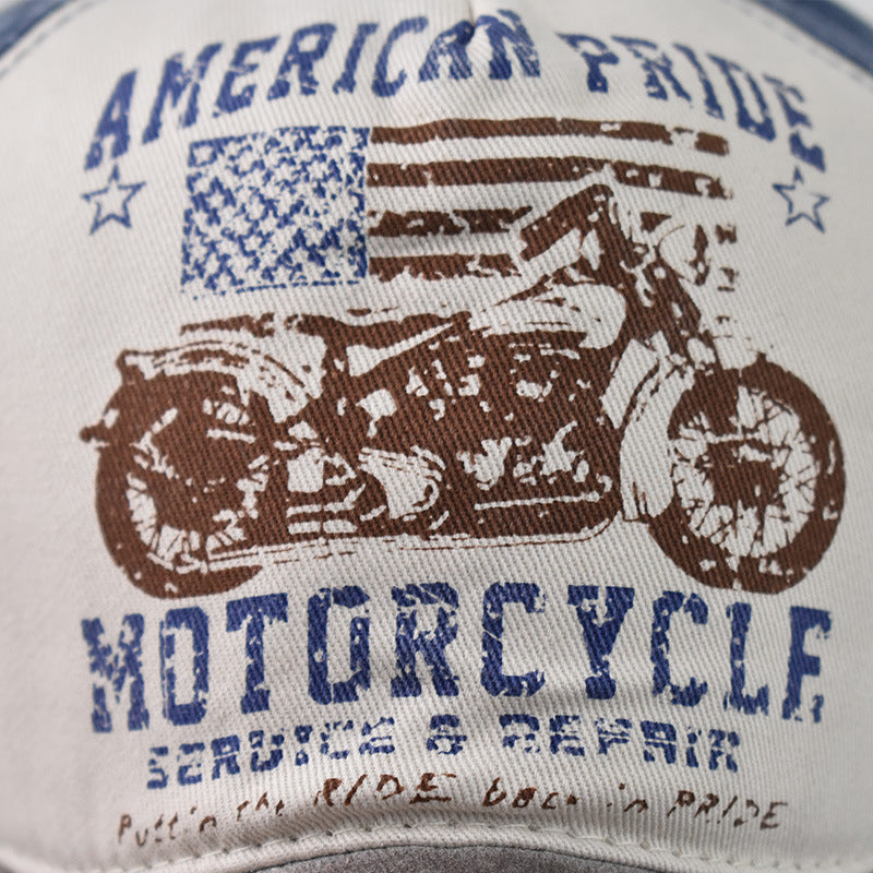 ”American Pride Motorcycle" DISTRESSED BASEBALL CAP wholesale BY DOZEN(12PCS)