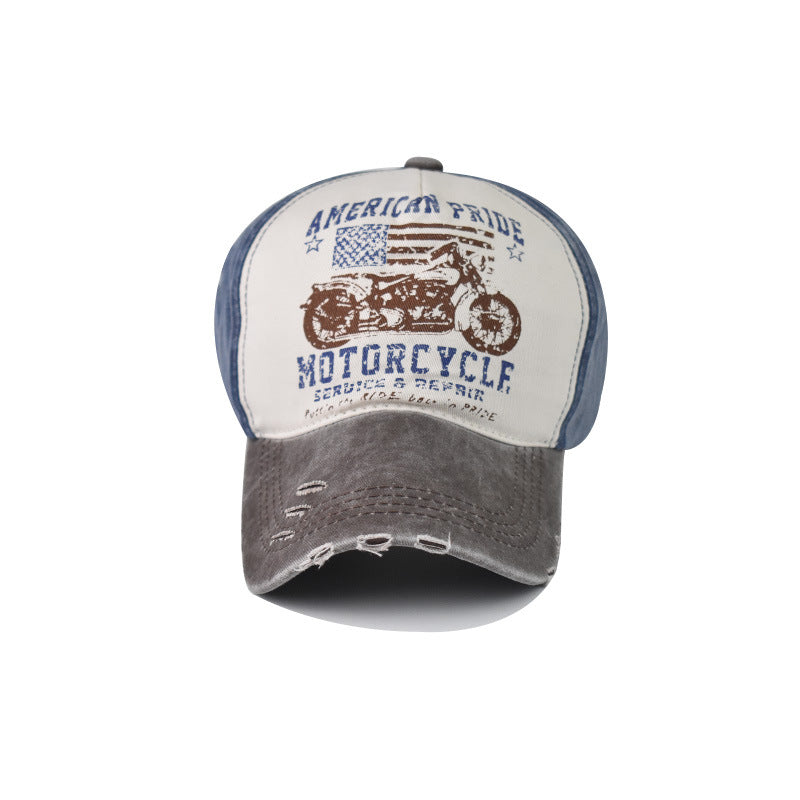 ”American Pride Motorcycle" DISTRESSED BASEBALL CAP wholesale BY DOZEN(12PCS)