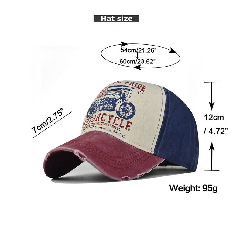 ”American Pride Motorcycle" DISTRESSED BASEBALL CAP wholesale BY DOZEN(12PCS)