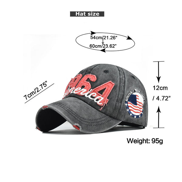 "1964 America" DISTRESSED BASEBALL CAP wholesale BY DOZEN(12PCS)