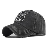 "Route 66" DISTRESSED BASEBALL CAP wholesale BY DOZEN(12PCS)