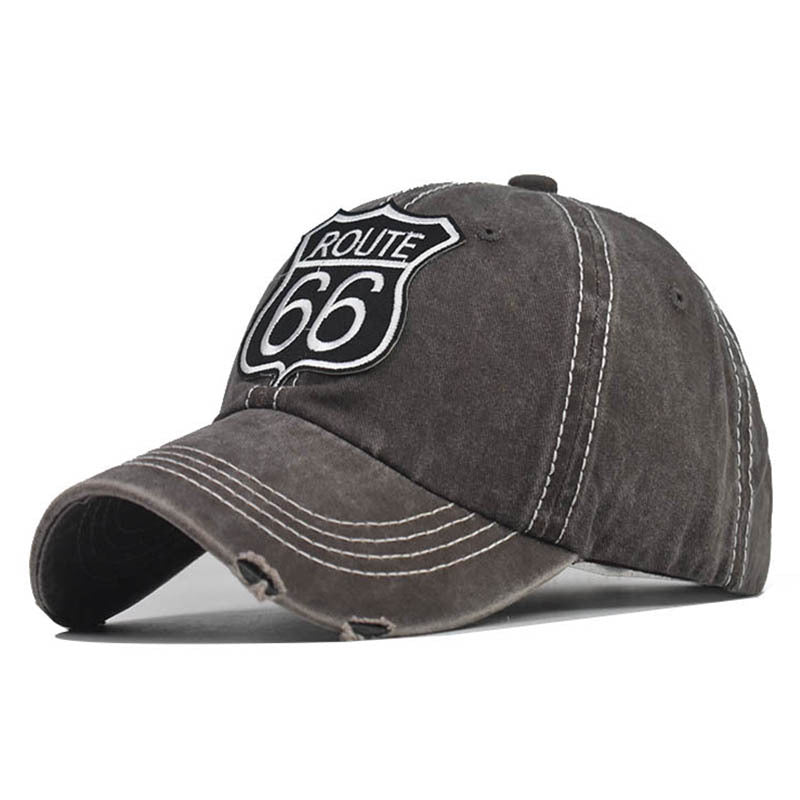 "Route 66" DISTRESSED BASEBALL CAP wholesale BY DOZEN(12PCS)