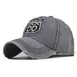 "Route 66" DISTRESSED BASEBALL CAP wholesale BY DOZEN(12PCS)